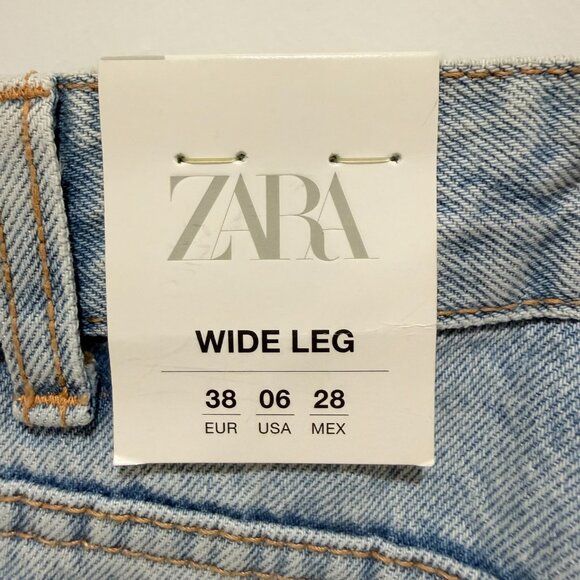 NWT Zara Distressed High Rise Wide Leg Jeans Size 6 - Picture 8 of 8
